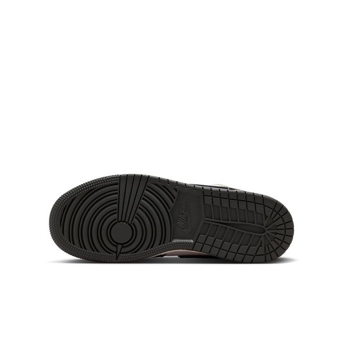 Youth Air Jordan 1 Low SE sneakers, outsole view; black tread with traction pattern