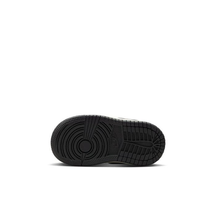 Toddler mid-top sneaker outsole with textured tread, black rubber bottom