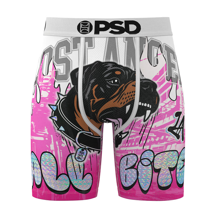 Men's boxer briefs with pink abstract print and rottweiler graphic, PSD waistband