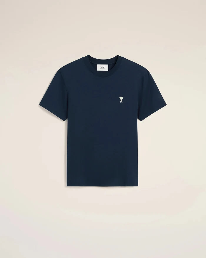 Ami Paris - T-Shirt Ami de Coeur En Coton - Bleu Marine - HTS060 - T-shirts - HTS060.724