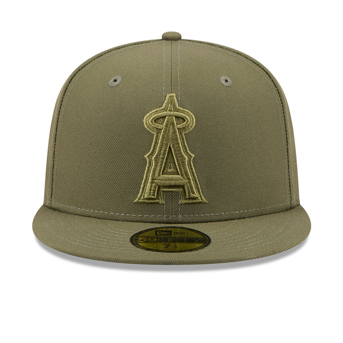 Olive baseball cap with embroidered A logo on front