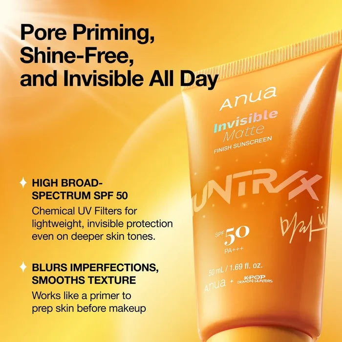 Anua Invisible Matte Finish Sunscreen SPF 50 Pa++++50Ml