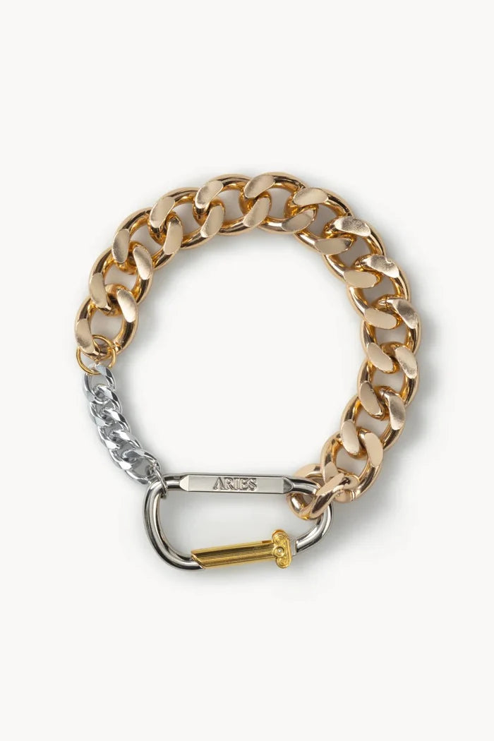Aries Arise - Column Carabiner Gold Chunky Necklace - Gold-Bijoux-FUAR90162