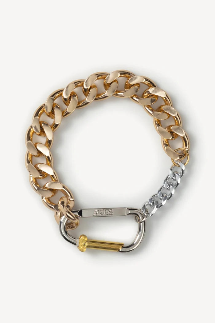 Aries Arise - Column Carabiner Gold Chunky Necklace - Gold-Bijoux-FUAR90162