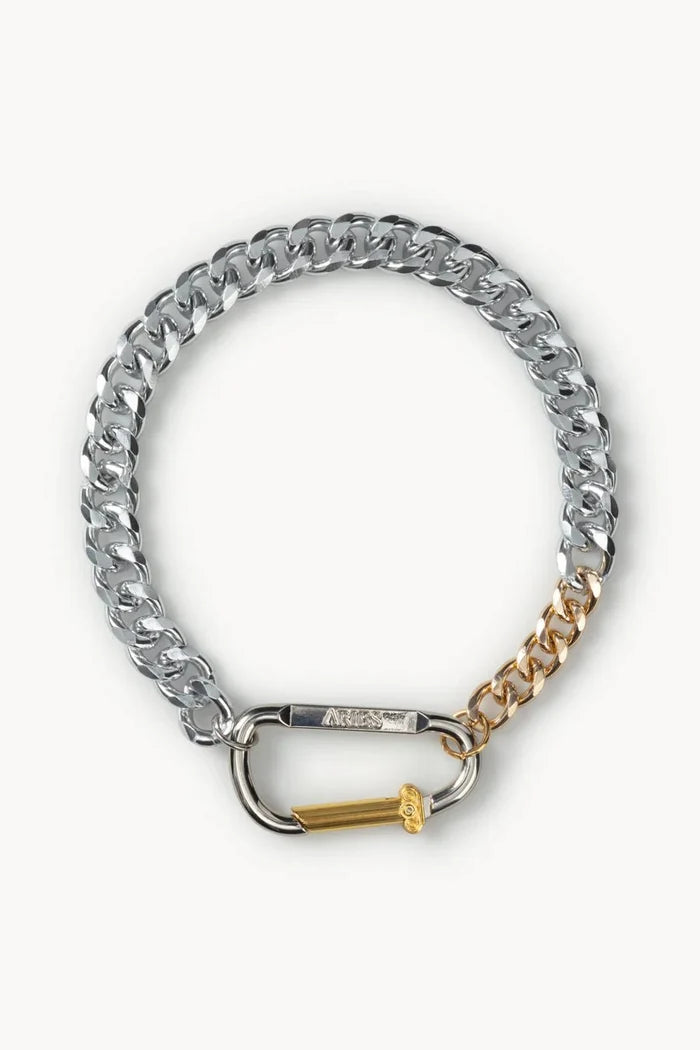Aries Arise - Column Carabiner Gold Chunky Necklace - Silver-Bijoux-FUAR90163