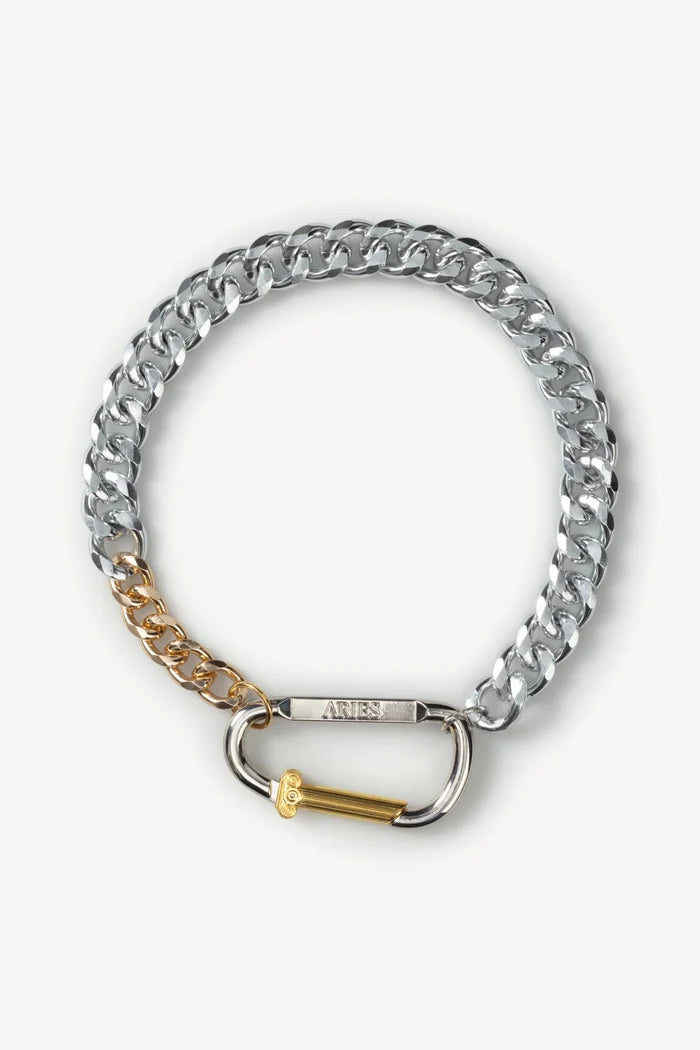 Aries Arise - Column Carabiner Gold Chunky Necklace - Silver-Bijoux-FUAR90163