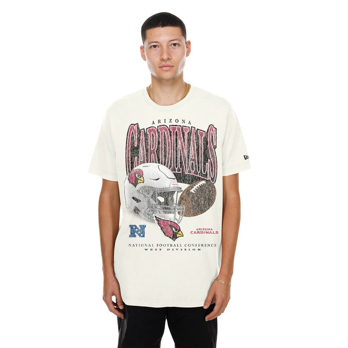 Off-white washed T-shirt with large Arizona Cardinals front print, short sleeves