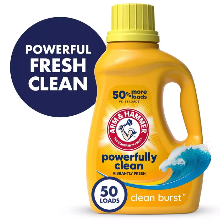 ARM & HAMMER Clean Burst Liquid Laundry Detergent Vibrantly Fresh منظف الملابس السائل برائحة الانتعاش النقي من آرم آند هامر