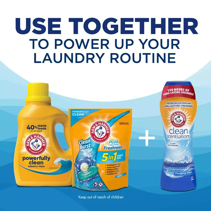 ARM & HAMMER Clean Burst Liquid Laundry Detergent Vibrantly Fresh منظف الملابس السائل برائحة الانتعاش النقي من آرم آند هامر