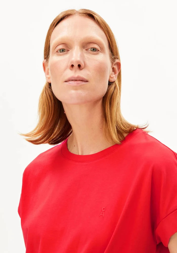 Armedangels - Idaara T-shirt - Mars Red - Tops - 30001811