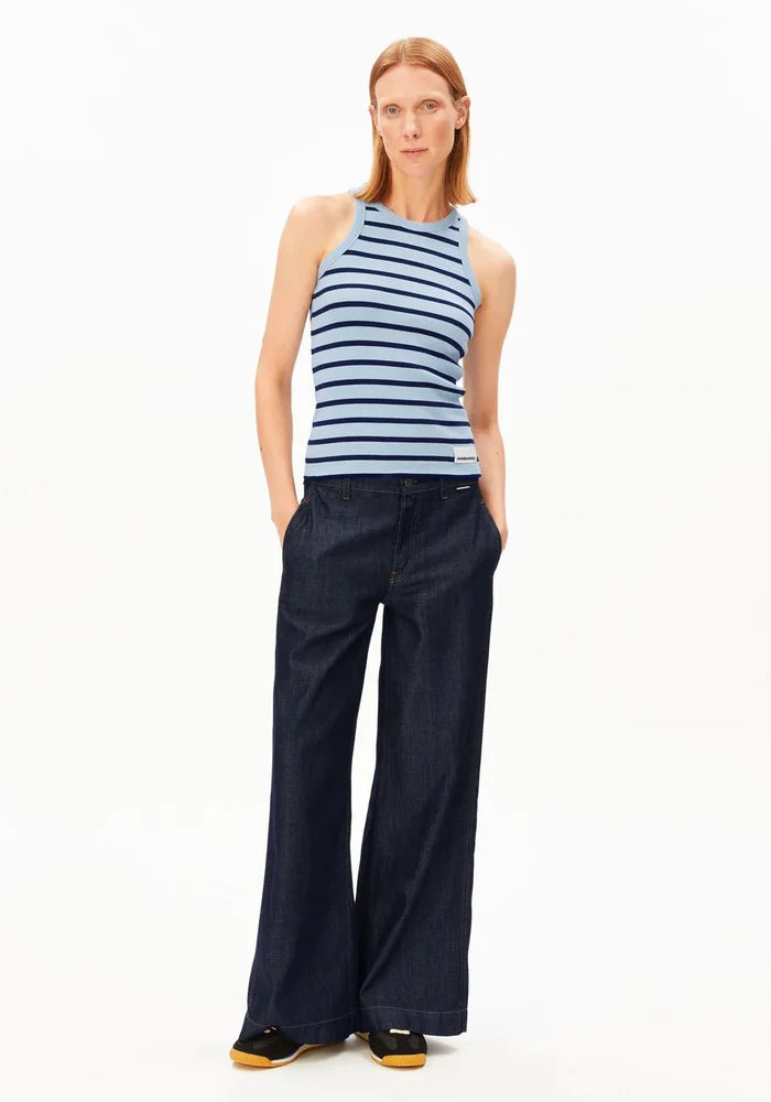 Armedangels - Kanitaa Stripes Top - Blue Glow/ Tinted Navy - Tops - 30006917