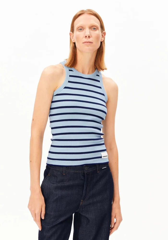 Armedangels - Kanitaa Stripes Top - Blue Glow/ Tinted Navy - Tops - 30006917