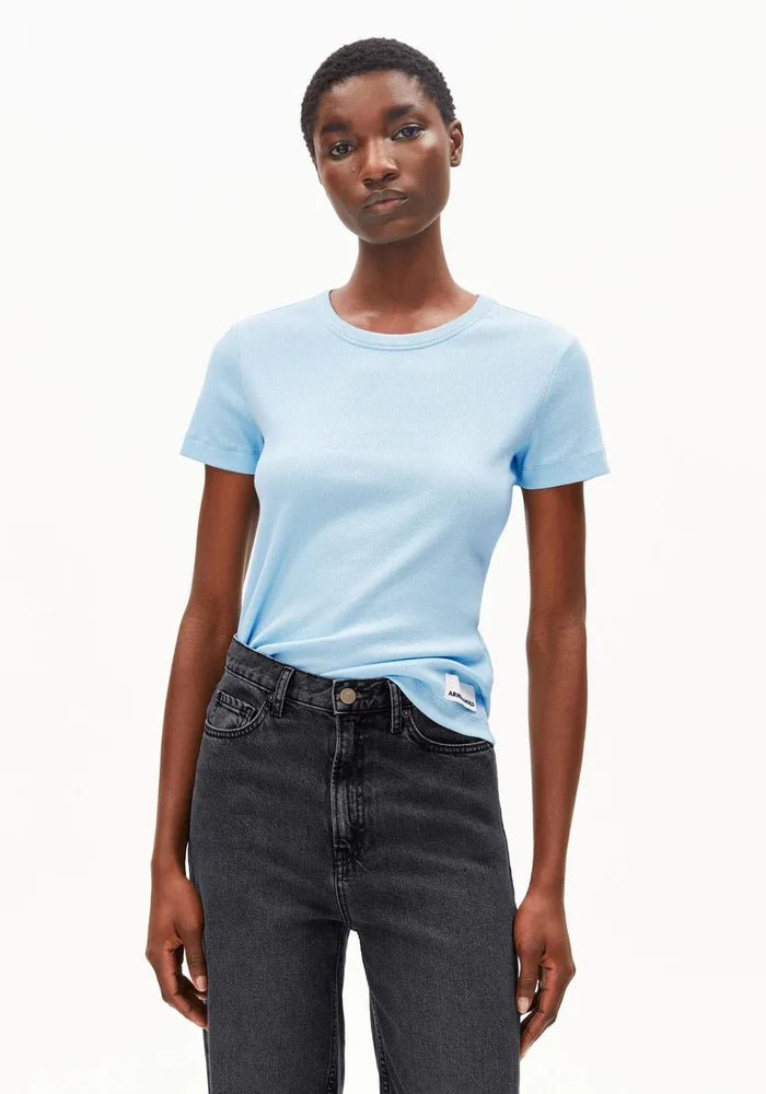 Armedangels - Kardaa T-shirt côtelé - Blue Glow - Tops - 30004660