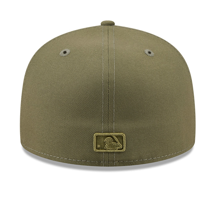 New Olive baseball cap back with rectangular embroidered logo patch