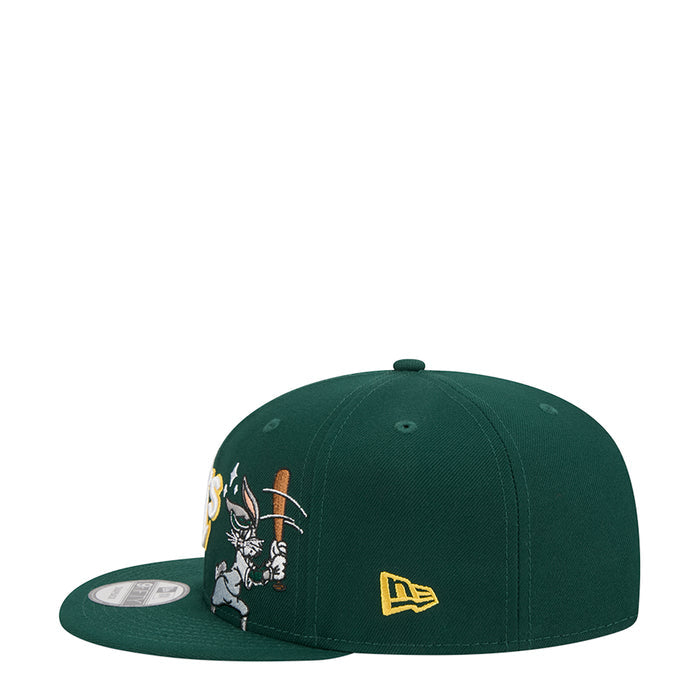 Green baseball cap with side Bugs Bunny illustration and yellow New Era logo