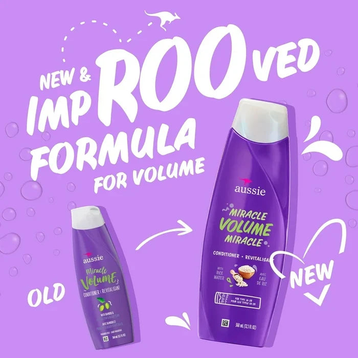 AUSSIE Miracle Volume Conditioner With Rice Water  بلسم الشعر المعزز للحجم بتركيبة ماء الأرز من اوسي