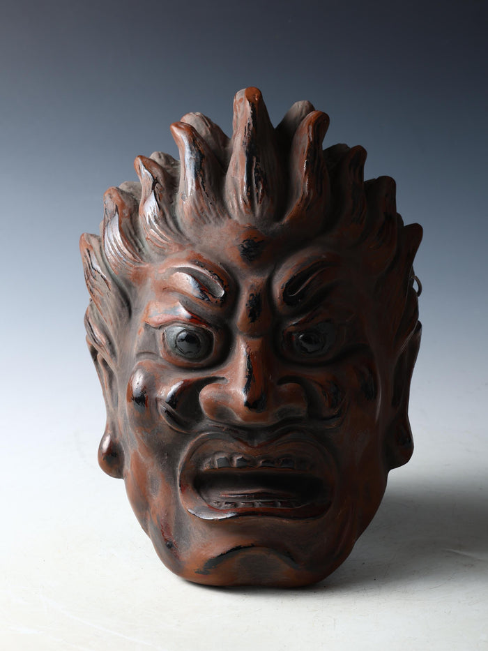 Authentic Old Vintage Buddhism Mask Plaque -Basara- Showa Era Nara Yakushi-Ji