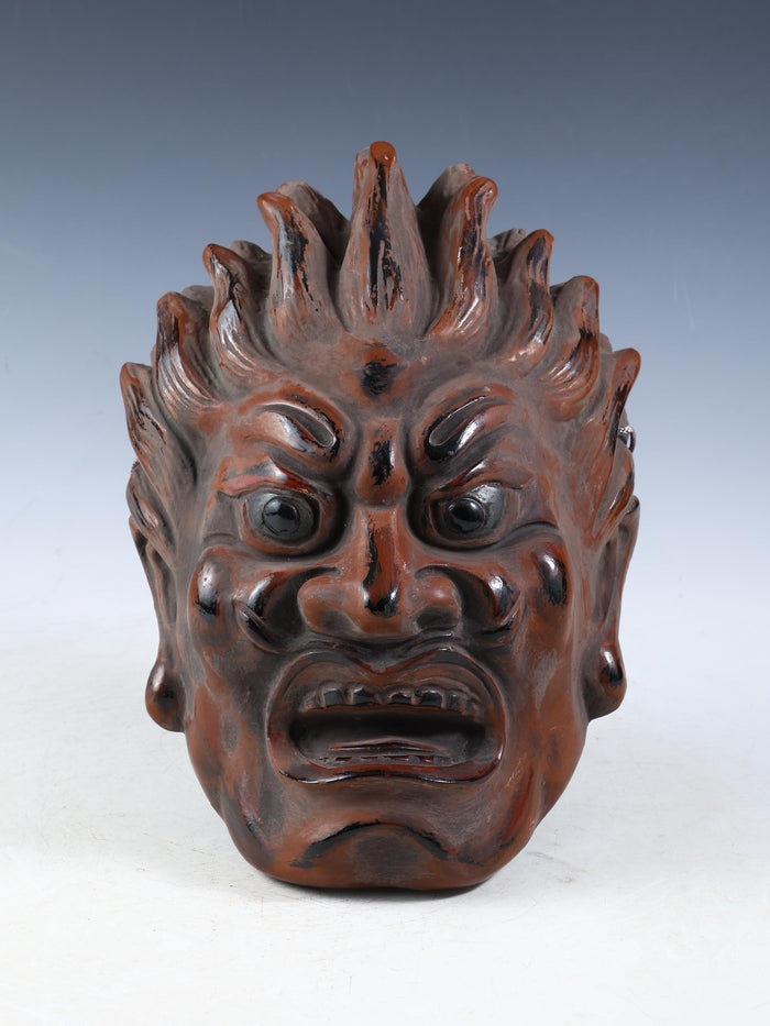 Authentic Old Vintage Buddhism Mask Plaque -Basara- Showa Era Nara Yakushi-Ji