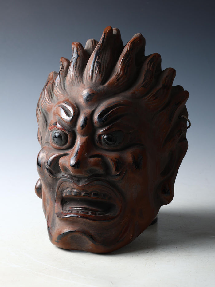 Authentic Old Vintage Buddhism Mask Plaque -Basara- Showa Era Nara Yakushi-Ji