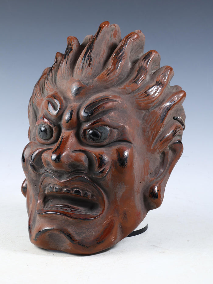 Authentic Old Vintage Buddhism Mask Plaque -Basara- Showa Era Nara Yakushi-Ji