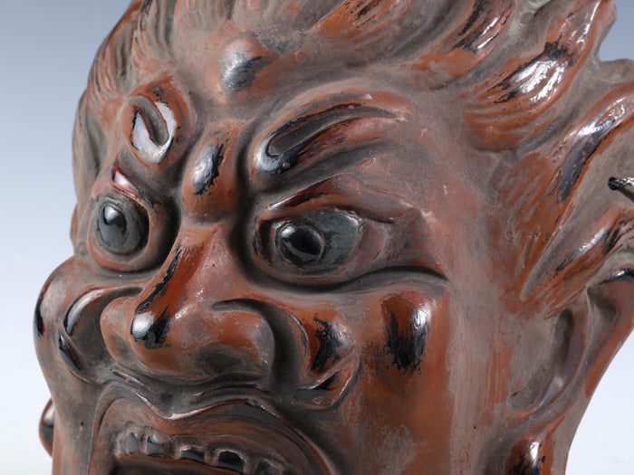 Authentic Old Vintage Buddhism Mask Plaque -Basara- Showa Era Nara Yakushi-Ji