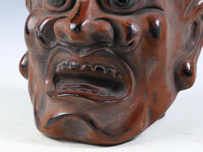 Authentic Old Vintage Buddhism Mask Plaque -Basara- Showa Era Nara Yakushi-Ji