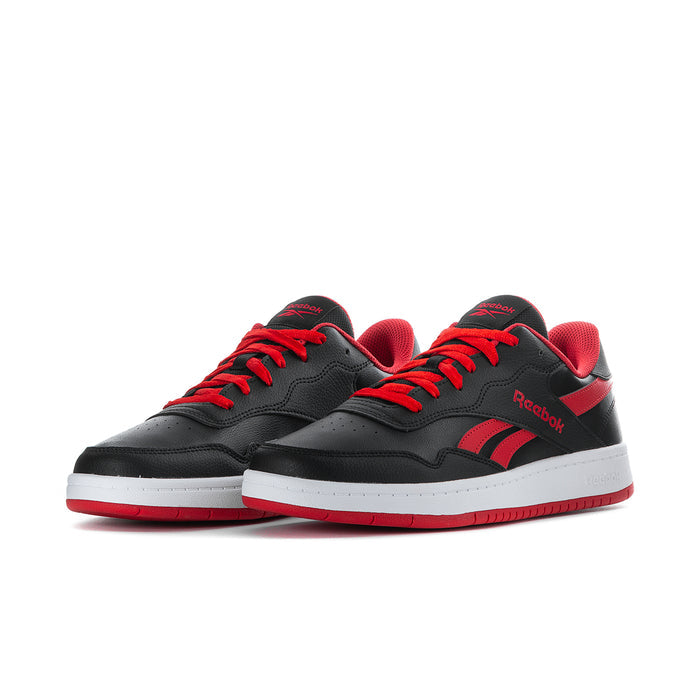 Men's Reebok BB 1000 lace-up sneakers, black with red laces and white midsole.
