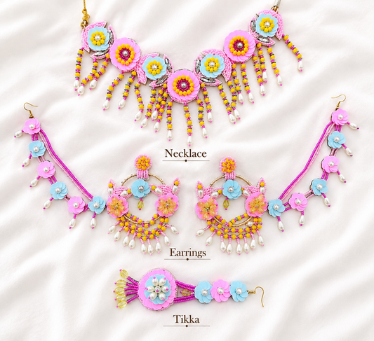 Beaded Handmade jewellery For Haldi Mehandi Full Set