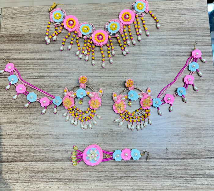 Beaded Handmade jewellery For Haldi Mehandi Full Set
