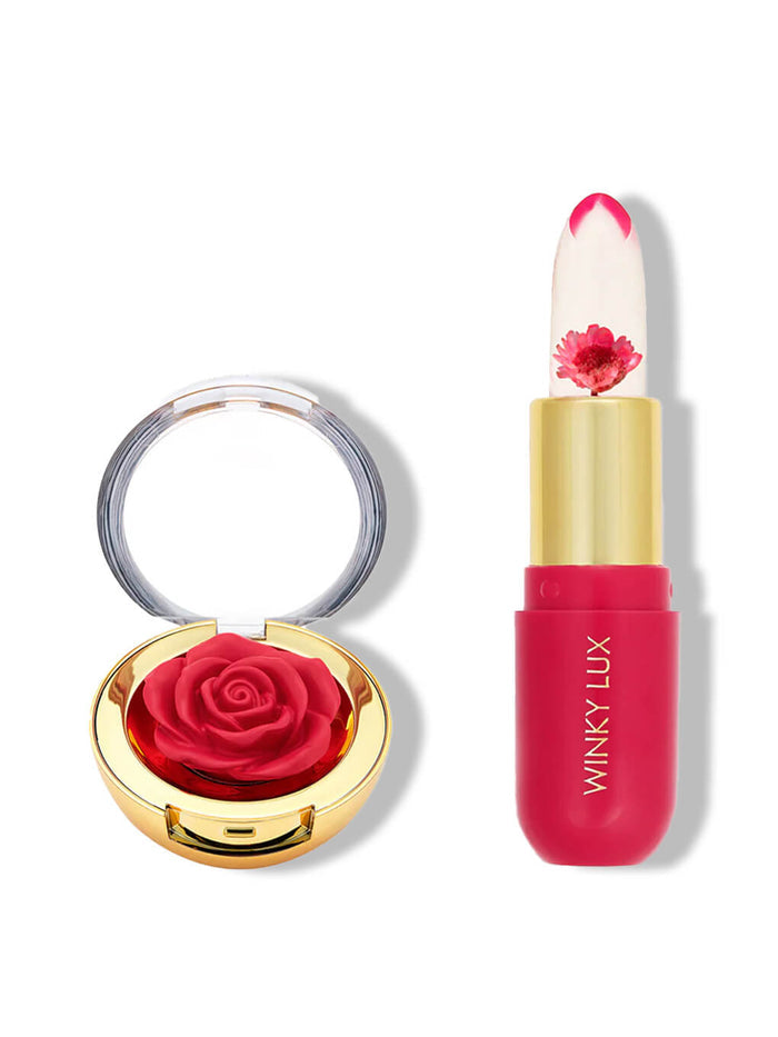 best buds pH lip balm and cream blush set on white background