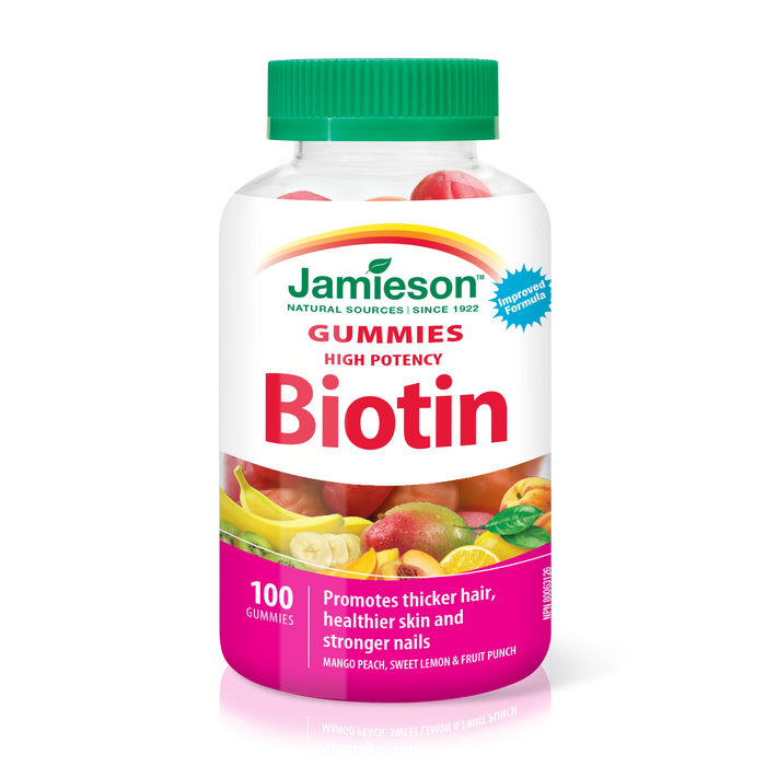 31000636 Jamieson Biotin Gummies 2,500 mcg, Sweet Lemon, & Fruit Punch, 100 ct 7968_MAIN