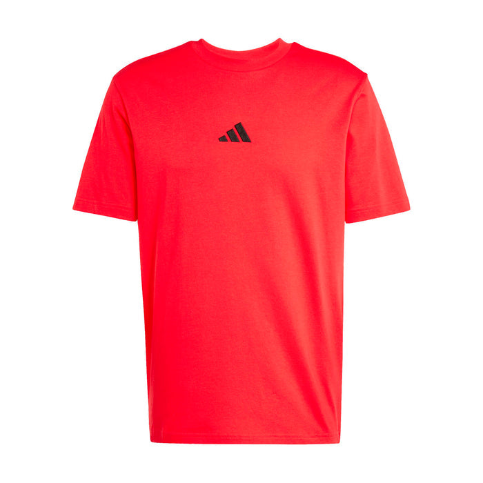 Men's red T-shirt with small black chest logo