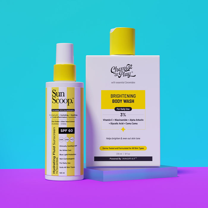 Brighten & Protect Body Duo  with Hydrating Fluid Sunscreen - 125 ml & Brightening Body Wash - 236 ml