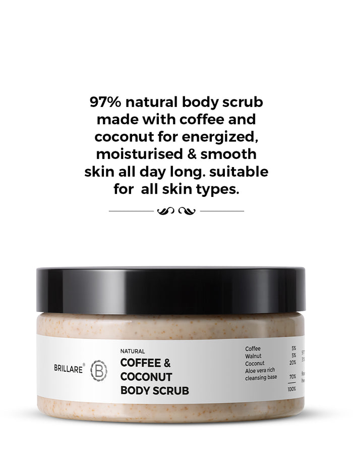 Brillare Coffee & Coconut Body Scrub For Energized & Moisturised Skin (200g)