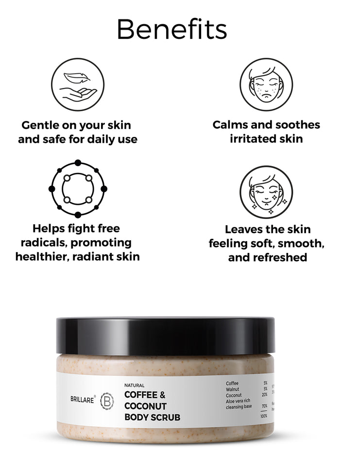 Brillare Coffee & Coconut Body Scrub For Energized & Moisturised Skin (200g)