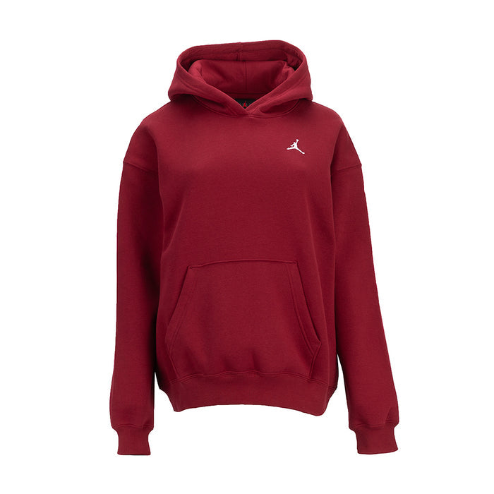 Women’s fleece pullover hoodie in team red with white Jordan logo on chest
