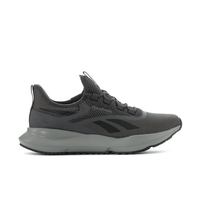 Men's Reebok mesh lace-up sneaker, dark grey/black with cushioned sole