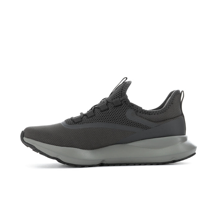 Men's Reebok mesh lace-up sneaker, dark grey upper with white midsole and side logo