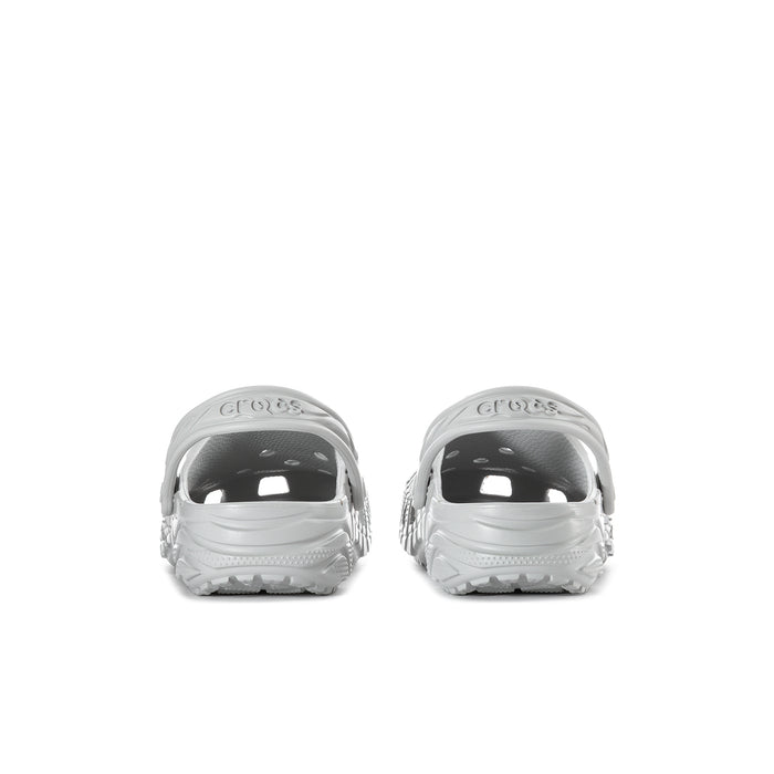 Men's white clogs with rear ventilation and molded logo on heel