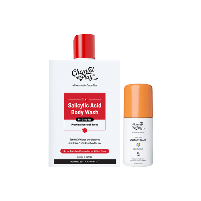 Clean & Fresh Duo | Roll On (Aqua) - 40 ml & Acne Control Body Wash - 236 ml
