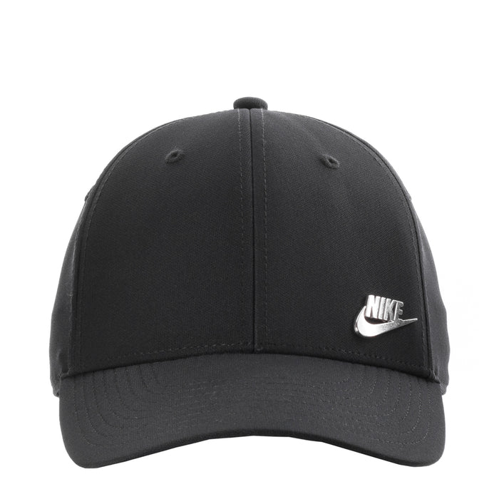 Black Nike strapback cap with embroidered swoosh on front panel