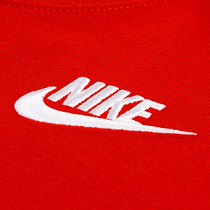 Red kids T-shirt with white Nike swoosh logo