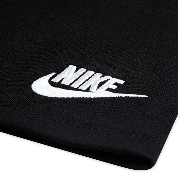 Black shorts with white Nike swoosh logo