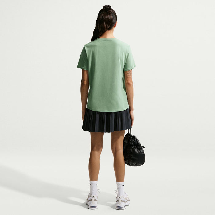Women’s mint green crewneck T-shirt, back view with short sleeves