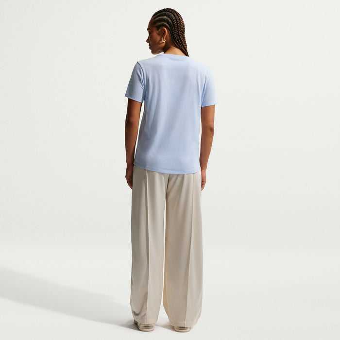 Women’s light blue Nike crew-neck tee, back view with short sleeves and logo