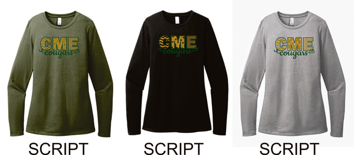 CME Ladies Long Sleeve Tee- 2 Designs- Matte or Glitter