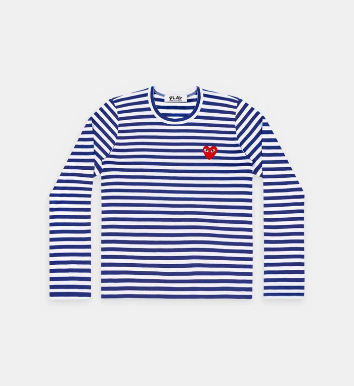 Comme Des Garçons Play - Marinière Bleu Marine Homme AZ - T164 - 051 - White/Navy - T-shirts - AZ - T164