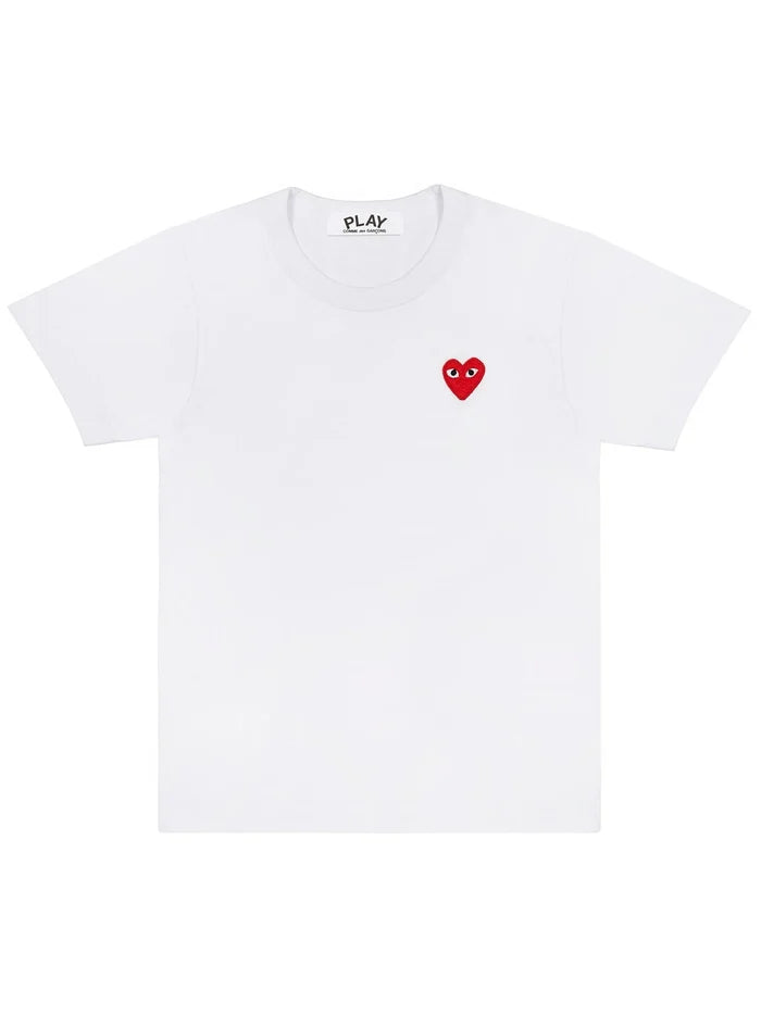 Comme Des Garçons Play - T-shirt White/ Red Heart Logo AZ-T108-T-shirts-P1T108