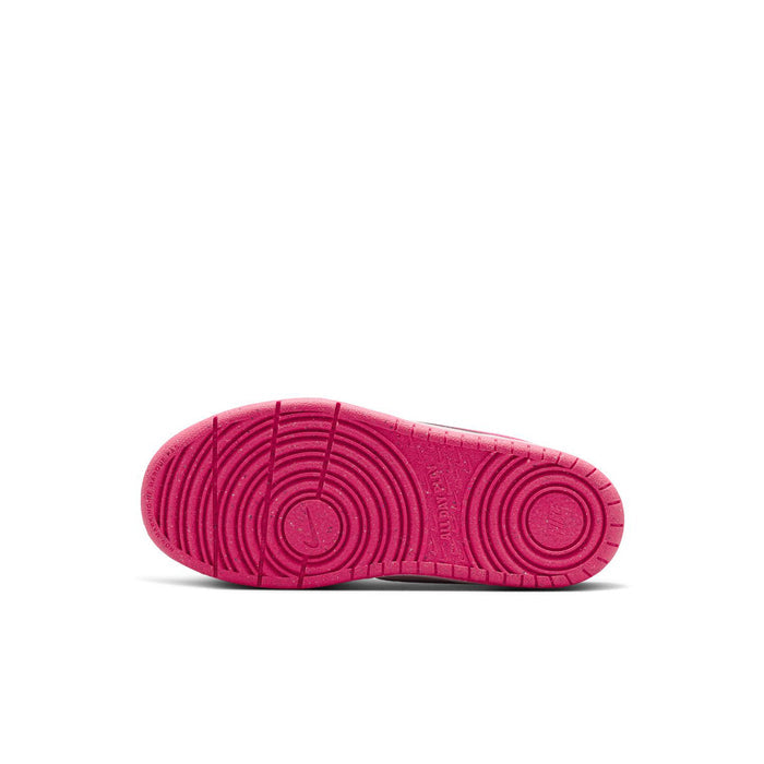 Kids rubber outsole in pink with traction tread and circular pattern