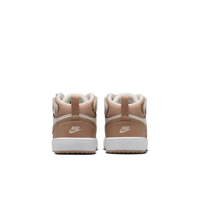 Toddler high-top sneakers, brown heel with Nike logo and padded white collar